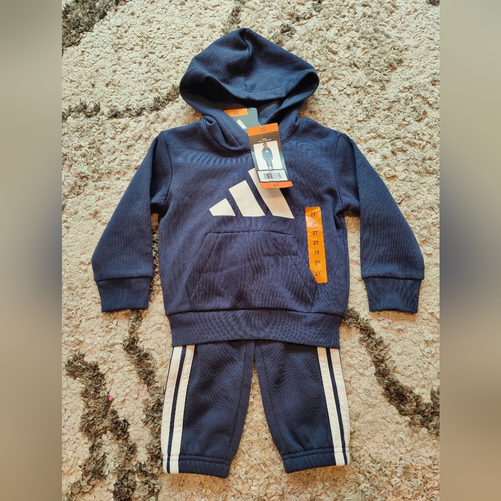Adidas Navy Blue Kids 2 piece set Hoodie Sweater And Sweatpants